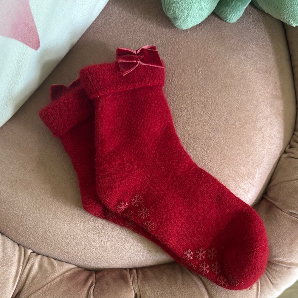 NWOT Red Fuzzy Christmas Winter Socks
